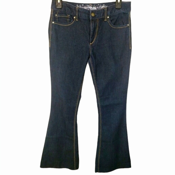 Express Dark Wash Flare Jeans Size 4 - Picture 1 of 6